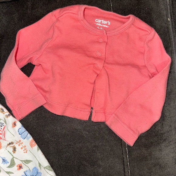 Carters White Floral Dress with Pink Cardigan size 0-3M - Picture 5 of 5